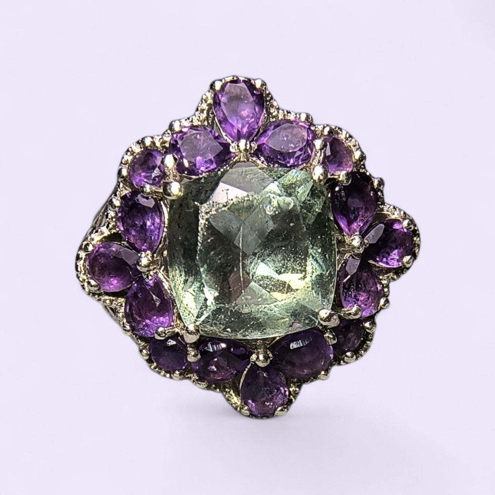Chuck Clemency STS Green Gemstone, Purple Amethyst And Sterling Silver Ring